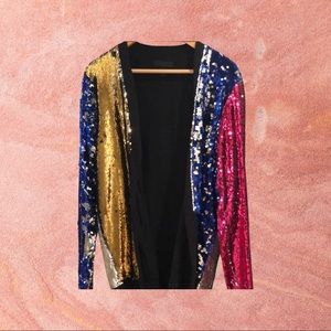 Longline MultiColor Sequin Cardigan Small